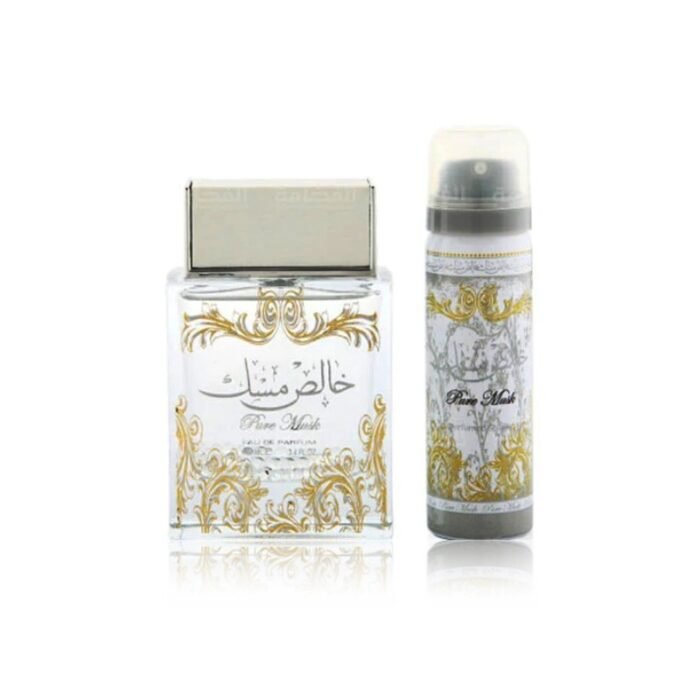 Lattafa Pure Musk rinkinys moterims ir vyrams (100 ml. EDP + 50 ml. purškiamas dezodorantas)