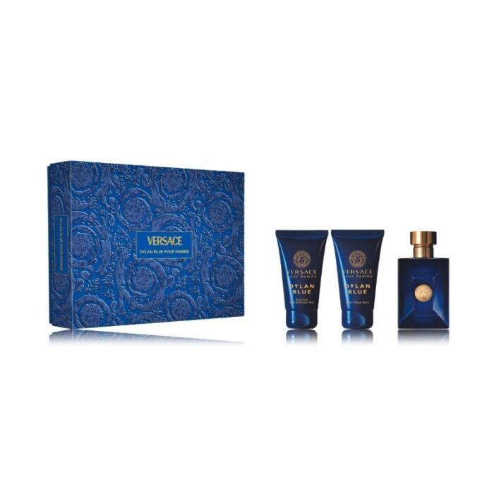 Versace Dylan Blue Pour Homme rinkinys vyrams (50 ml. EDT + 50 ml. dušo gelis + 50 ml. balzamas po skutimosi)